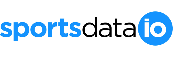 SportsDataIO logo featuring the word “sportsdata” in black and blue lowercase text with a circular “io” icon — representing the sports analytics and data integration partner for SGX Studio projects.